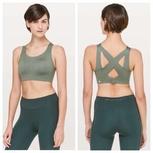 Lululemon Enlite Sports Bra 38DD Misty Meadow Sage Olive Grey Activewear